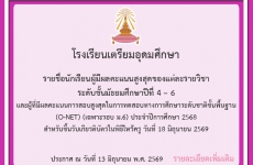 รายชื่อนักเรียน สำหรับขึ้นรับเกียรติบัตรในพิธีไหว้ครู วันที่ 18 มิถุนายน 2569